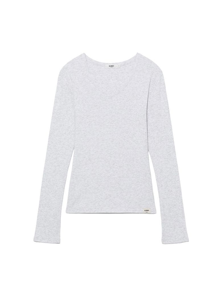 G CLASSIC V-NECK RIB LONG SLEEVE (MELANGE GRAY)