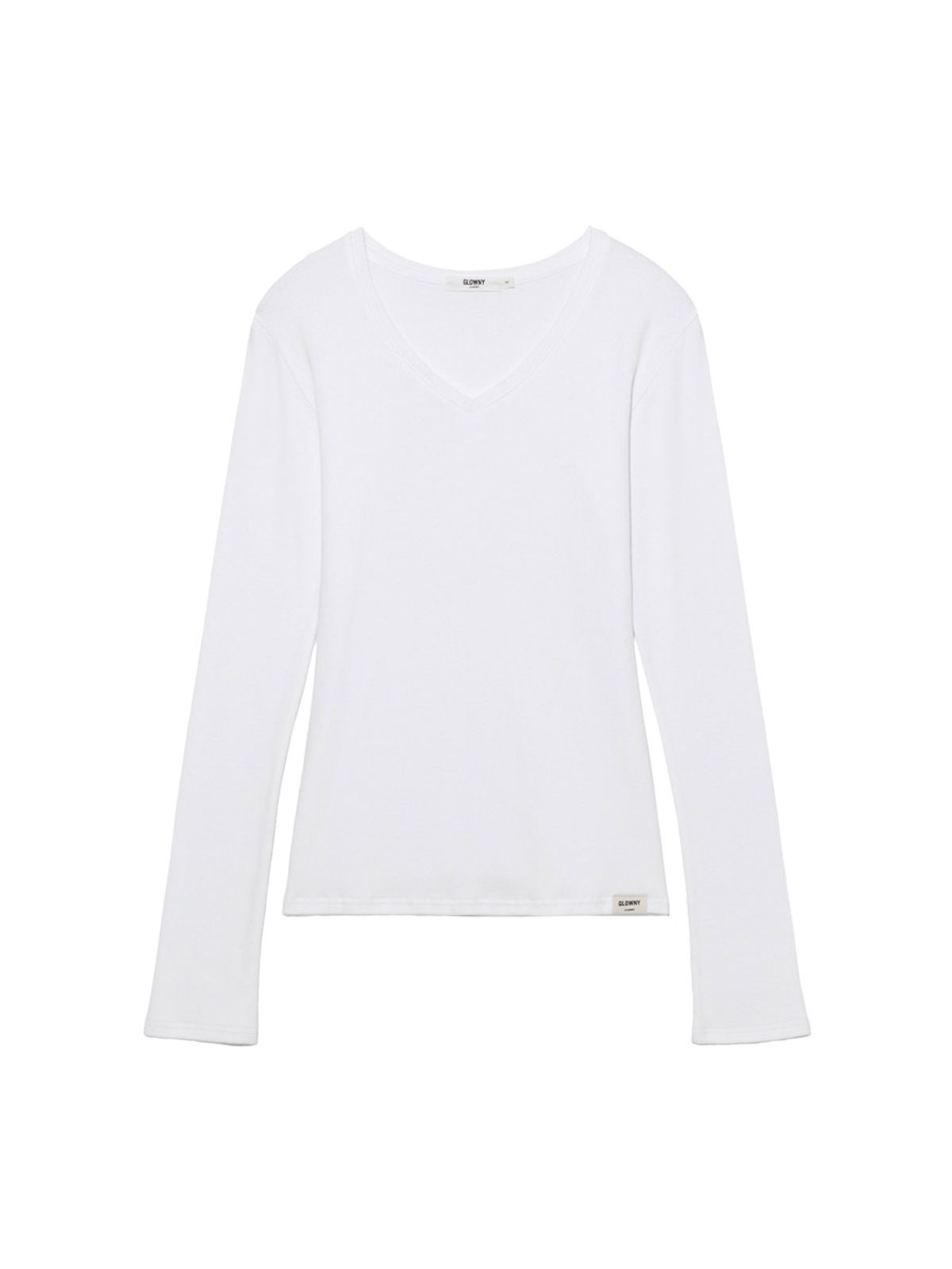 글로니(GLOWNY) G CLASSIC V-NECK RIB LONG SLEEVE (WHITE)