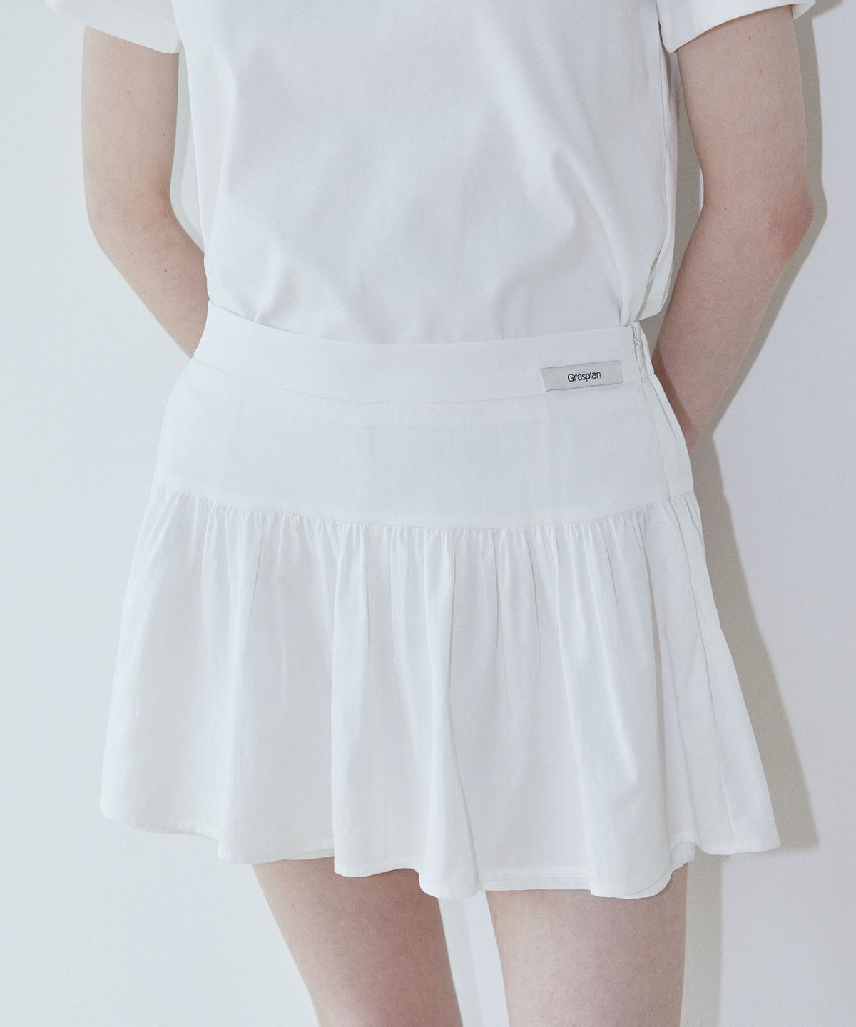그라스플랜(GRASPLAN) Shirring Mini Skirt Shorts_Ivory