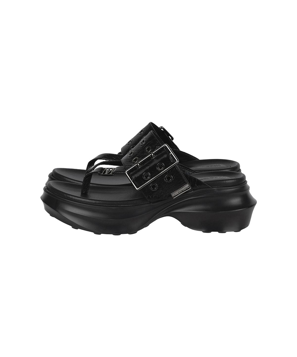 트리밍버드(TREEMINGBIRD) Eyelet Strap Flip Flops [ Black ]
