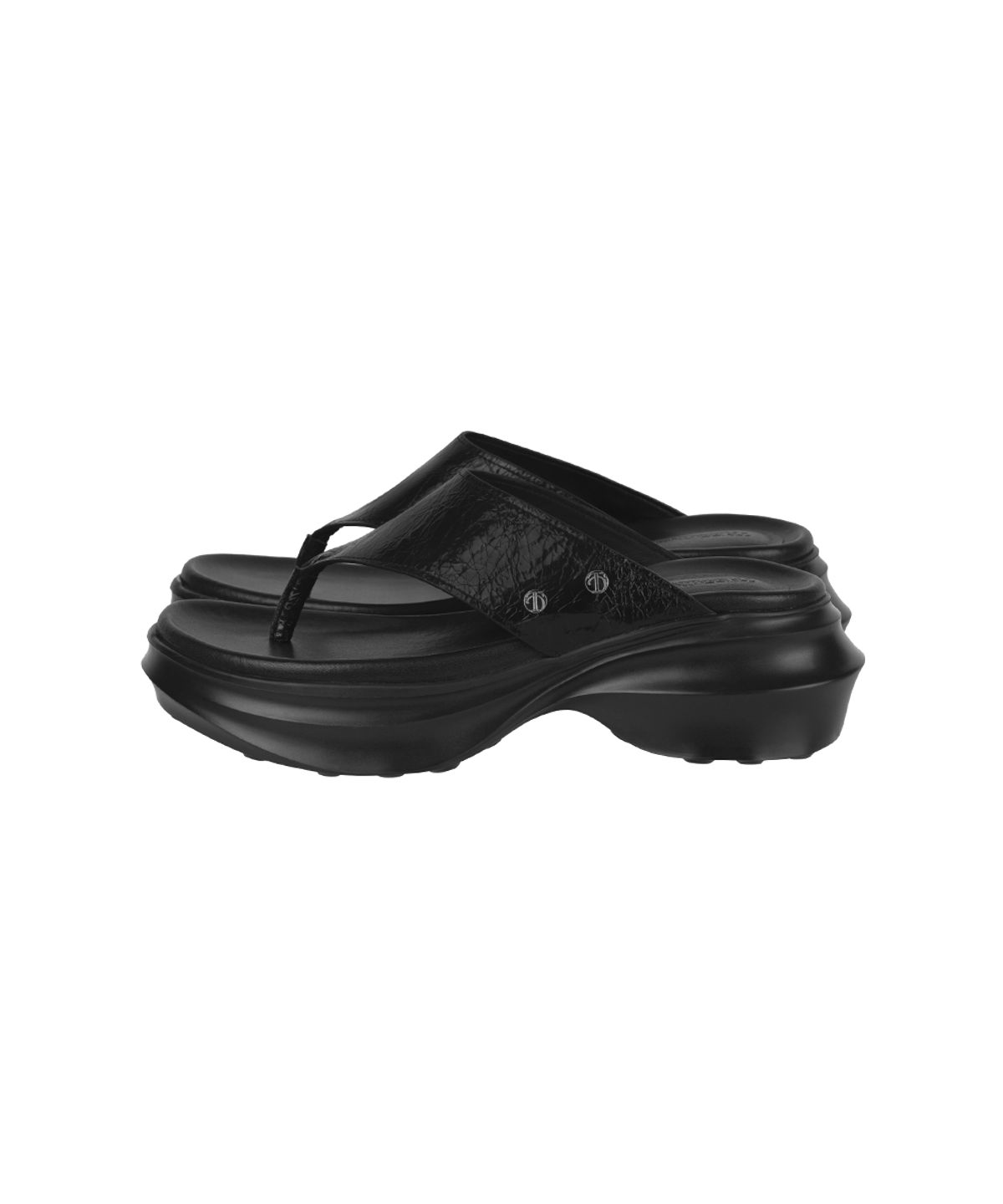 트리밍버드(TREEMINGBIRD) Flatform Minimal Flip Flops [ Black ]