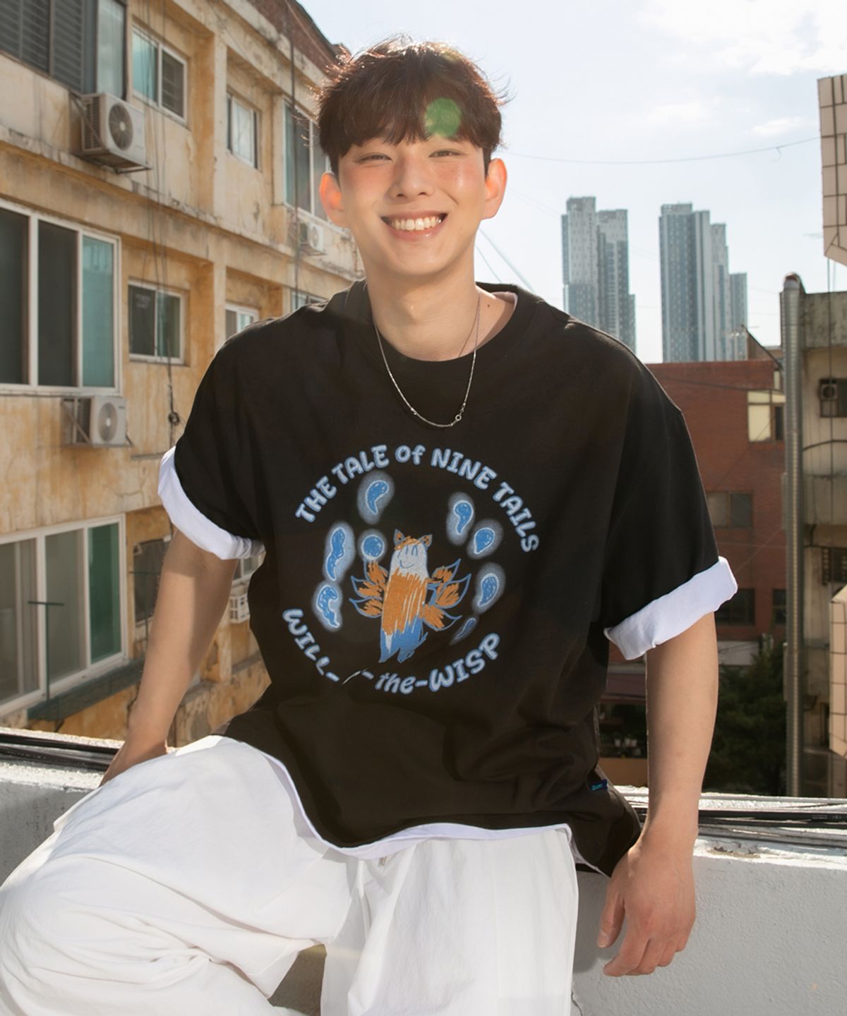 헨릭207061(HENRIK207061) 나인테일 헨릭 반팔티 블랙