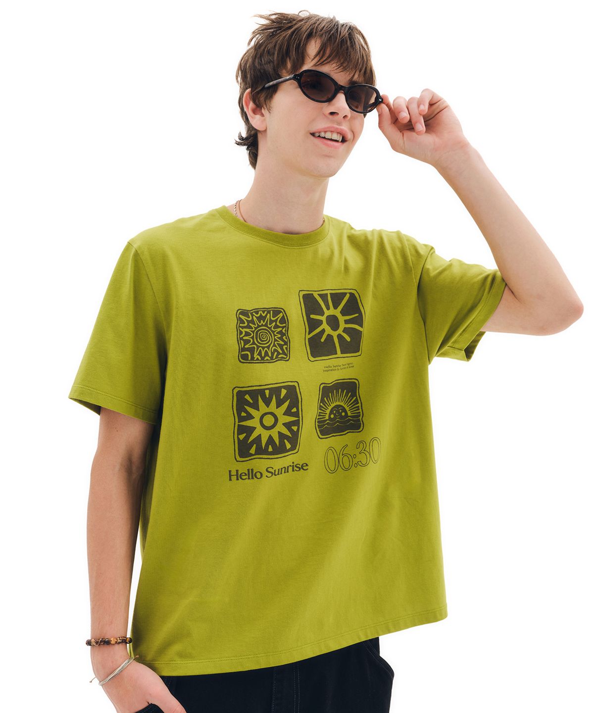 헬로 선라이즈(HELLO SUNRISE) Sun Stamp Tee_Olive