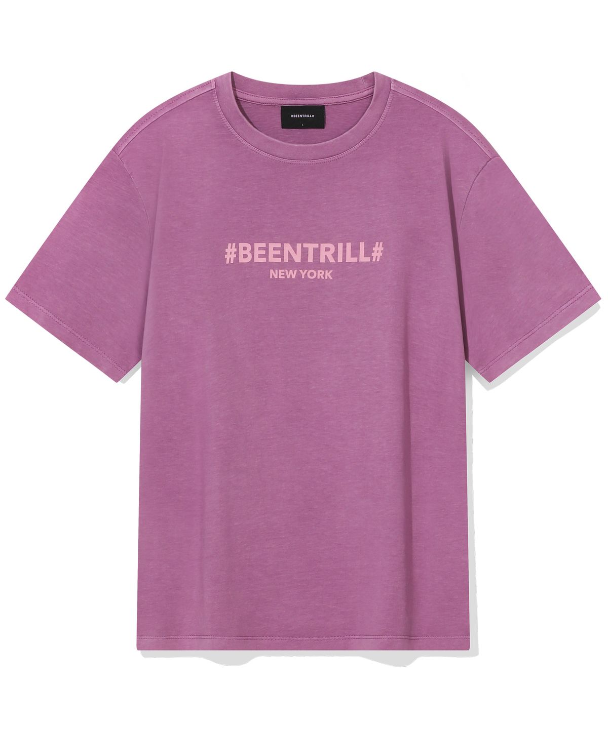 빈트릴(BEENTRILL) 우먼스 에센셜 뉴욕 레터링 로고 반팔티(바이올렛)