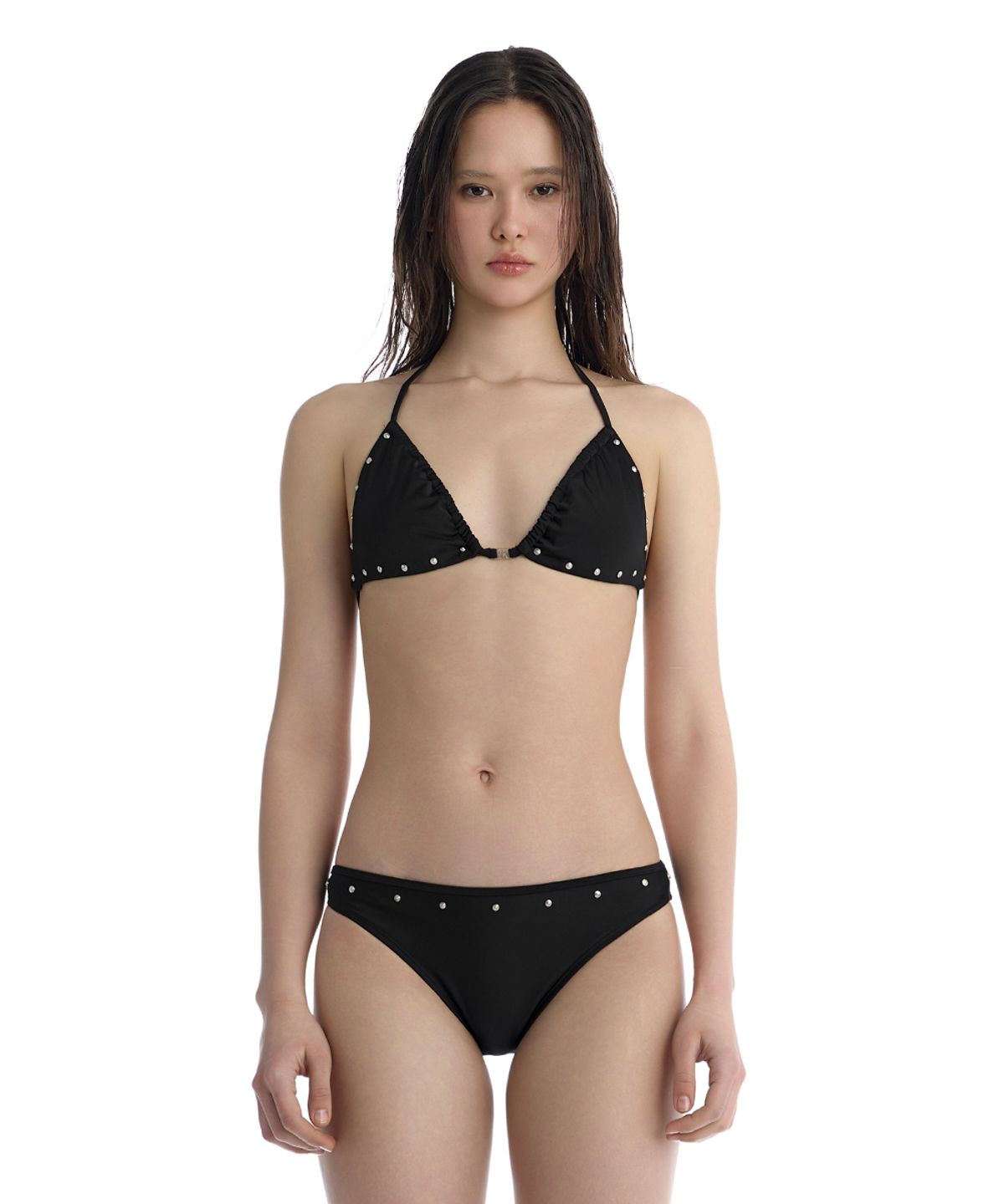 트리밍버드(TREEMINGBIRD) Studded Bikini Sets [ Black ]