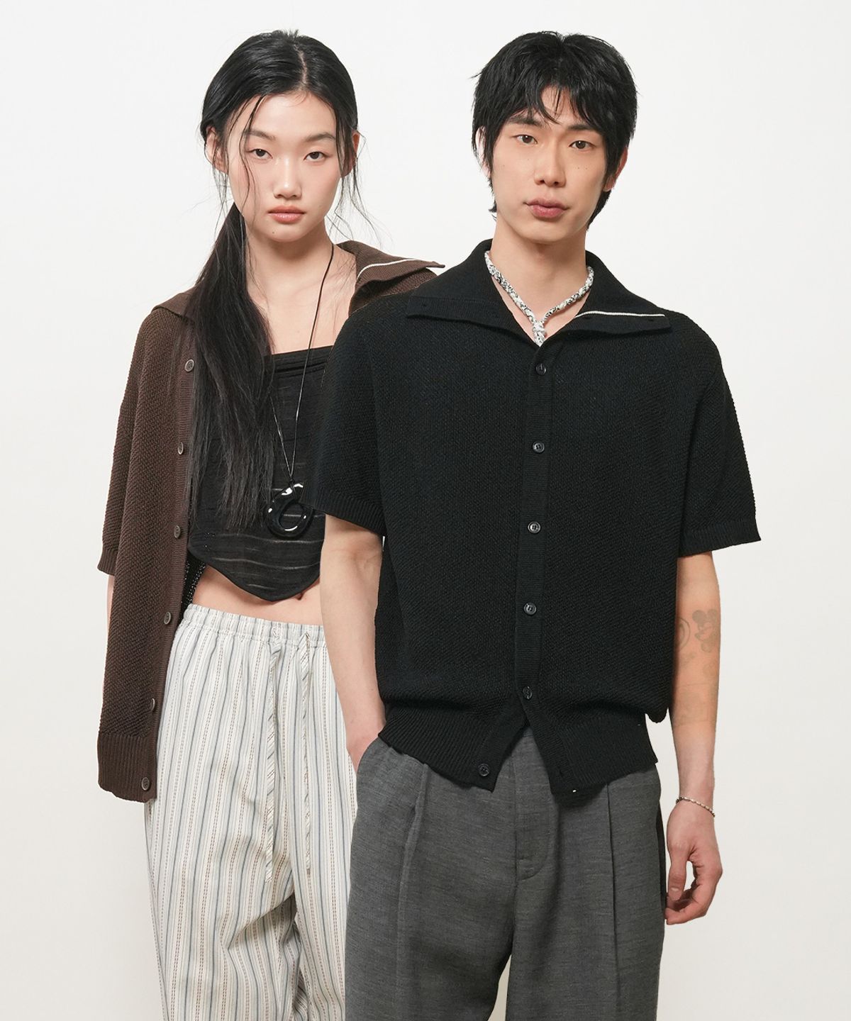 제너럴아이디어(GENERALIDEA) UNISEX 배색 라인 카라 가디건 [3COL] / GF2UKC017