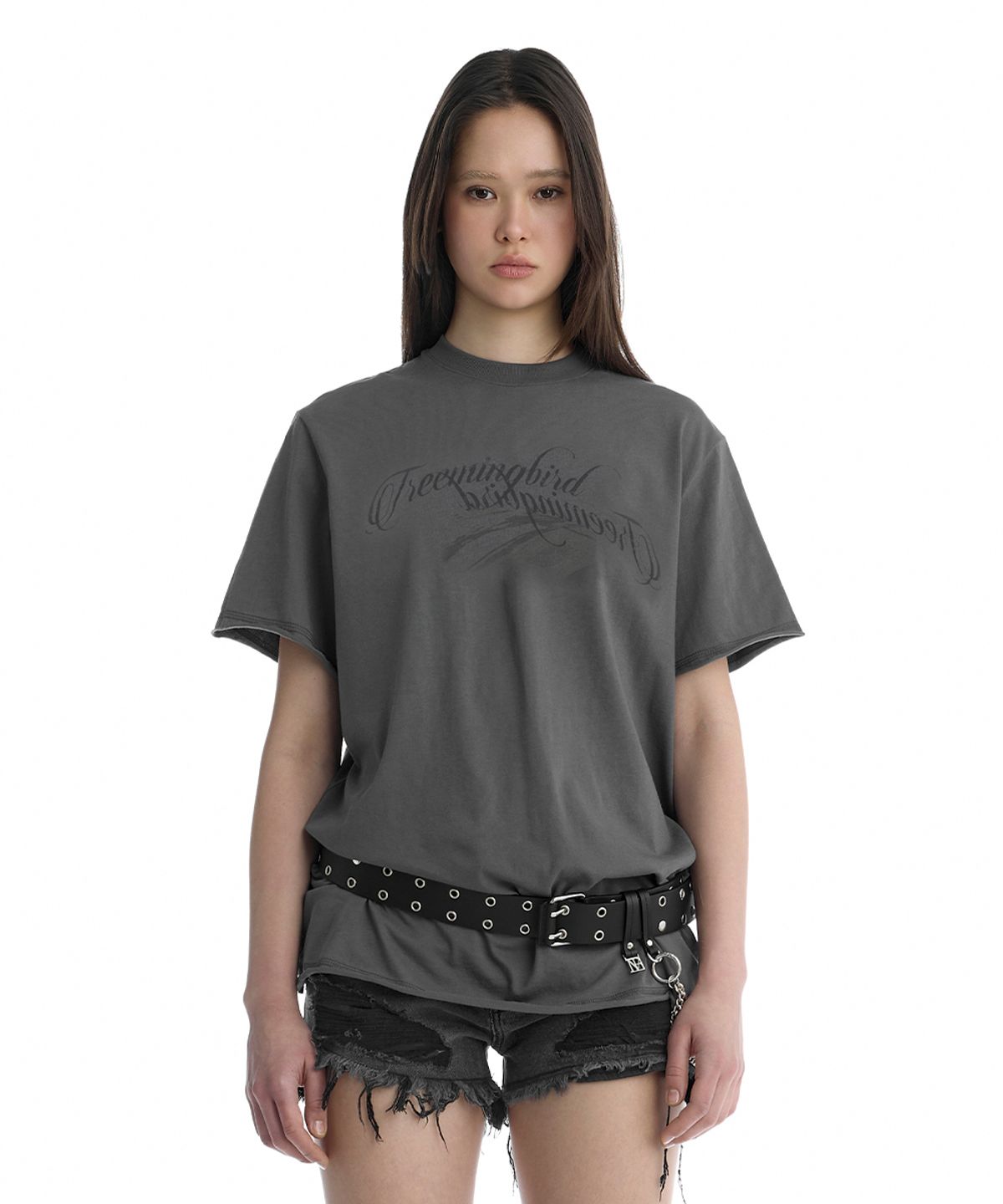 트리밍버드(TREEMINGBIRD) Desert Graphic T-Shirt [ Charcoal ]