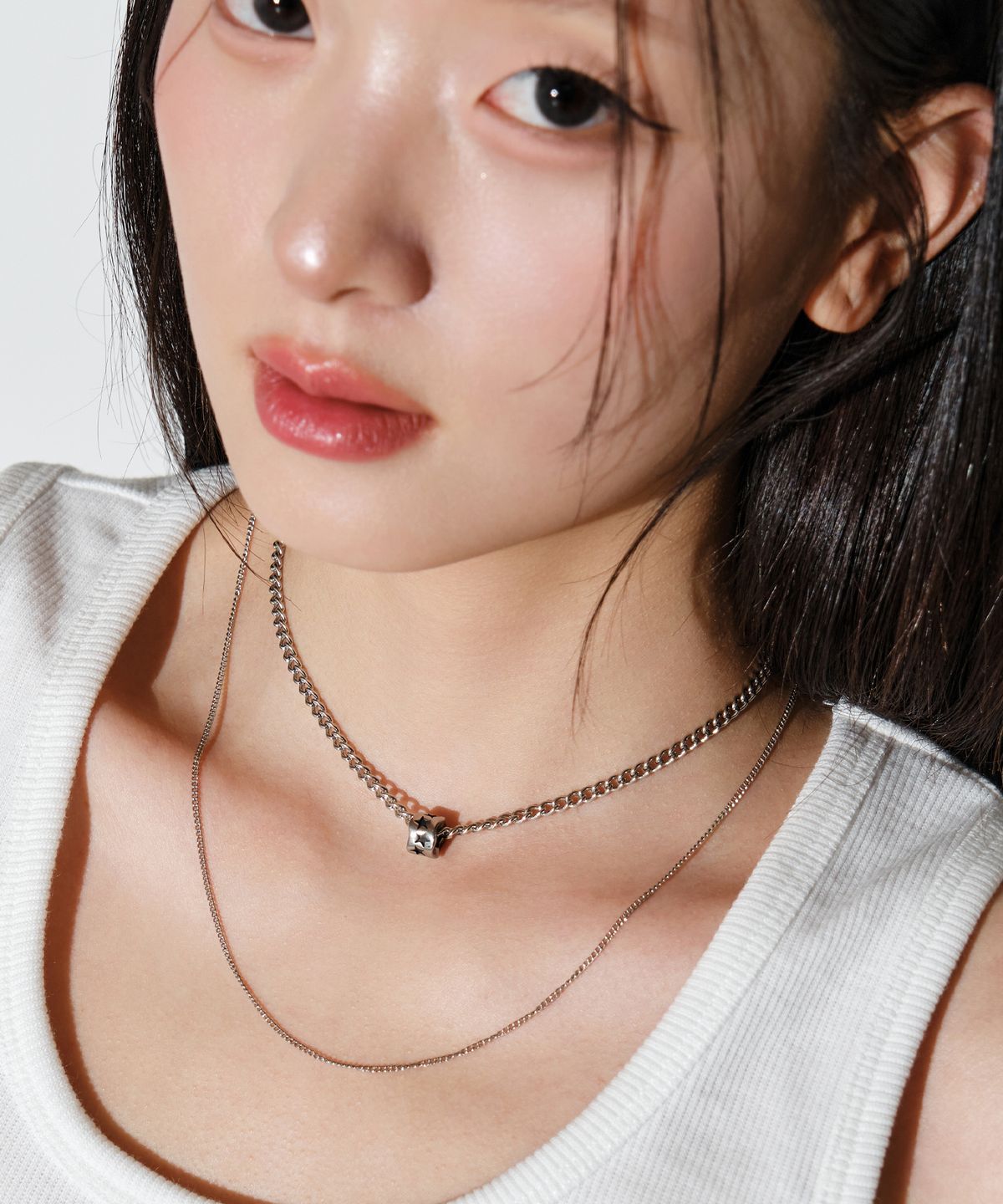 헬레네파리스(HELENE PARIS) 듀얼 스트릿 스타 체인 네크리스 [실버]