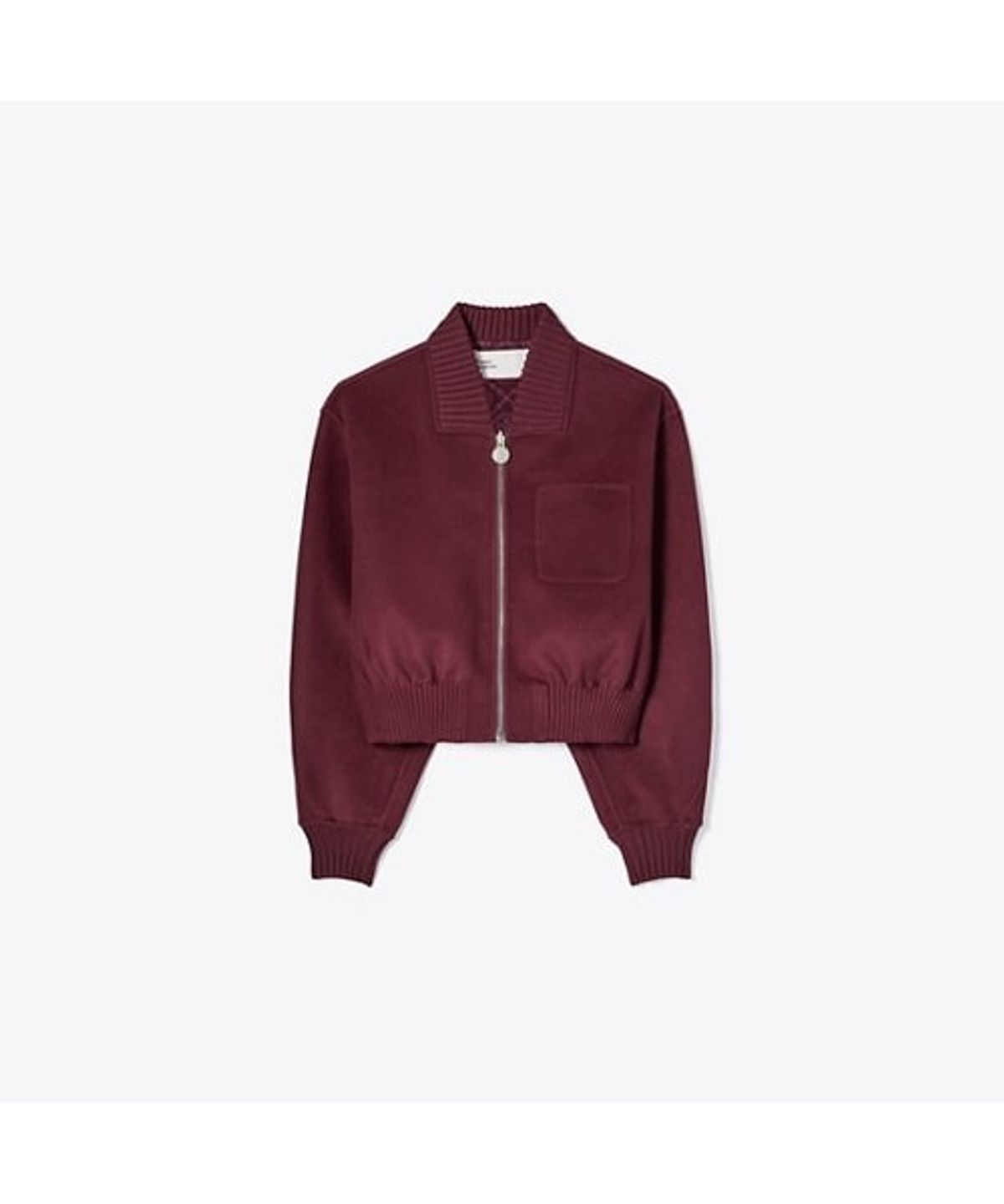 토리버치(TORYBURCH) 리버서블 울 자켓 - 버건디 티모노그램 자카드