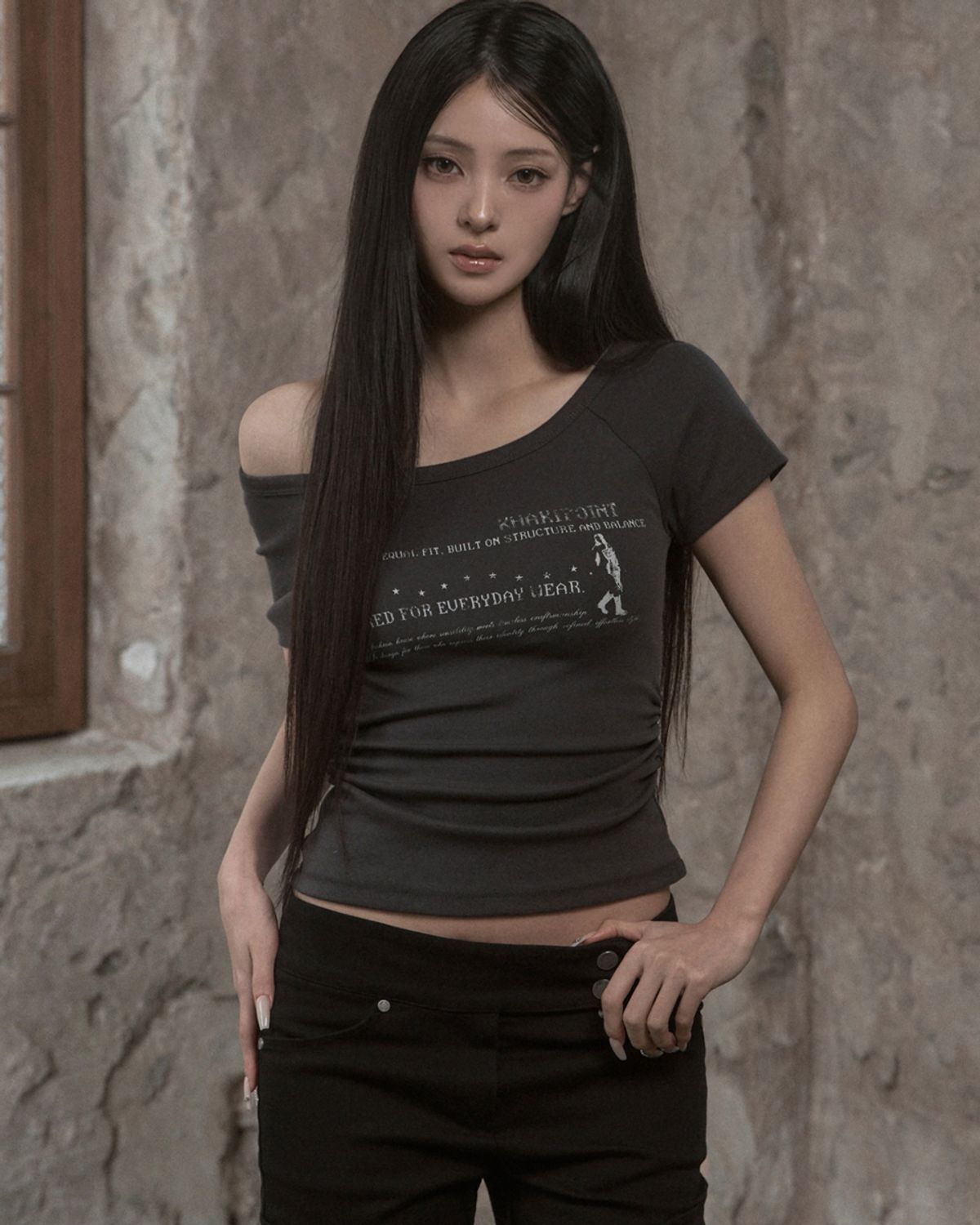 카키포인트(KHAKIPOINT) KIE Shirring Top (charcoal)