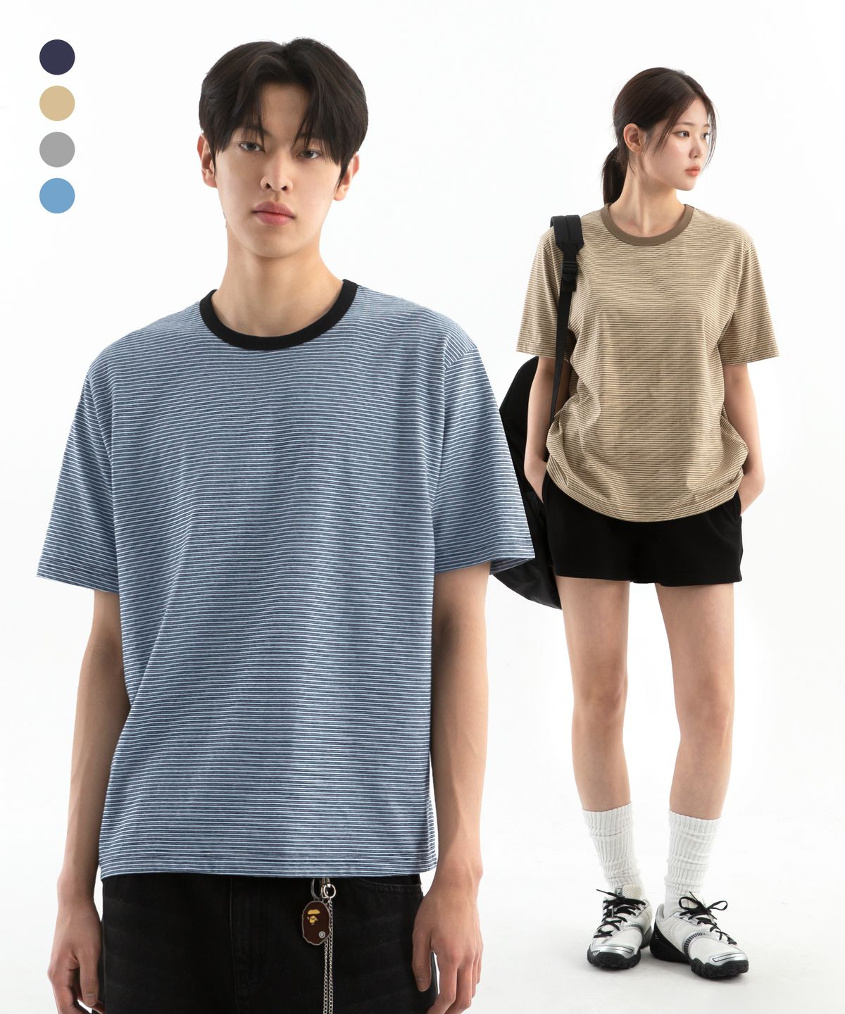 브렌슨(BRENSON) 페어 멀티 스트라이프 반팔티 ( 4Color )