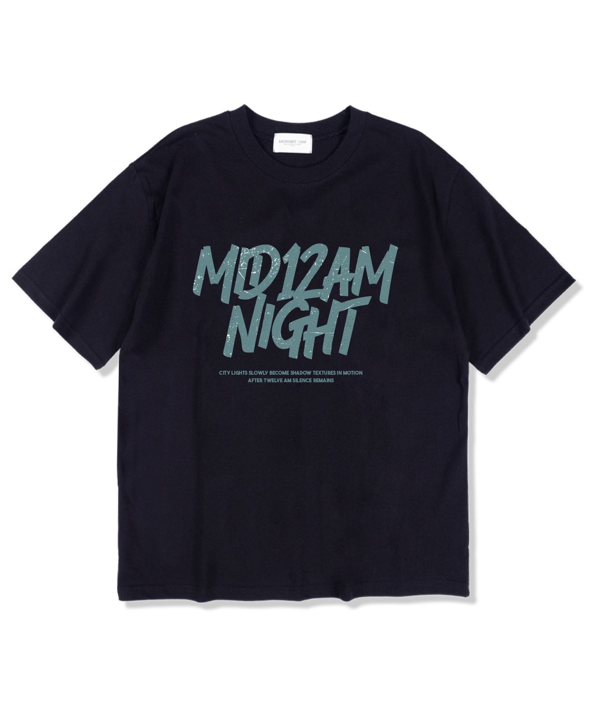 미드나잇12에이엠(MIDNIGHT12AM) 그린메이 반팔 티셔츠 네이비