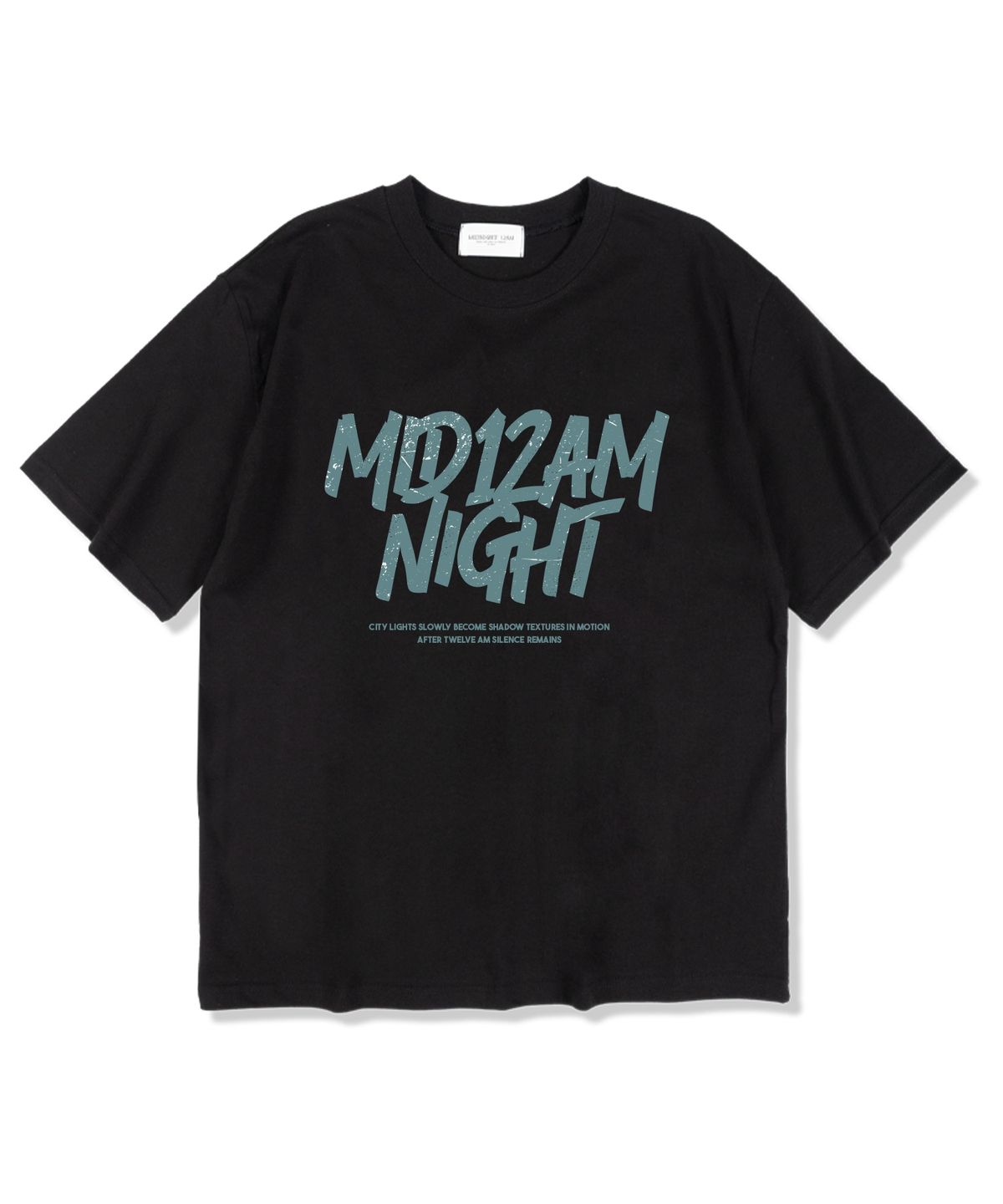 미드나잇12에이엠(MIDNIGHT12AM) 그린메이 반팔 티셔츠 블랙