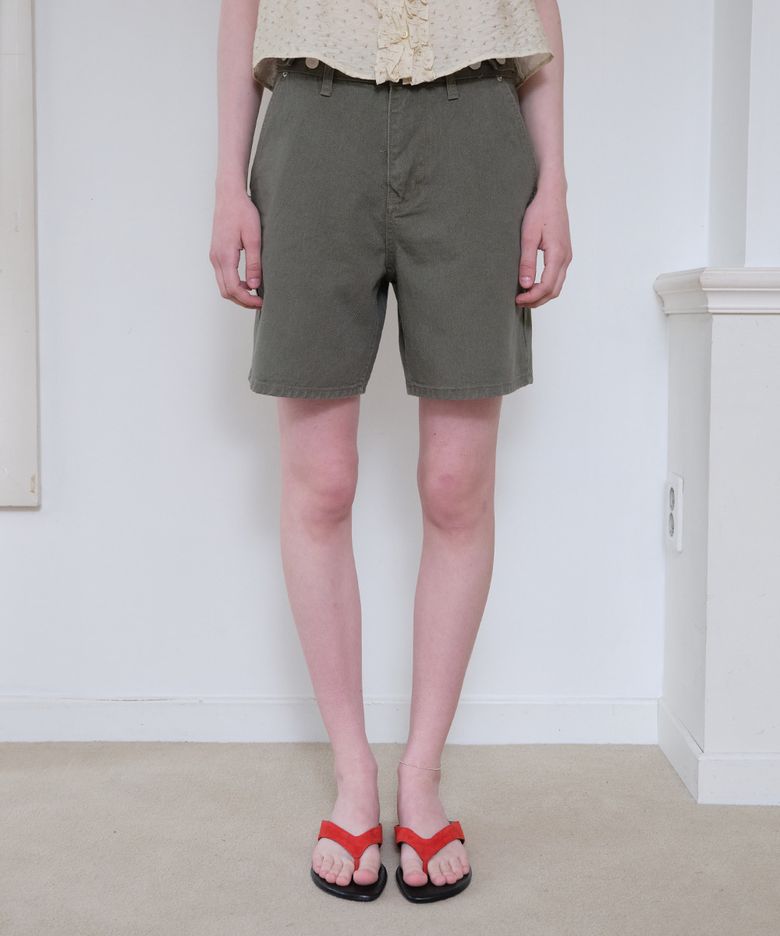 Washed cargo denim shorts [FRSP08SP01]_Khaki
