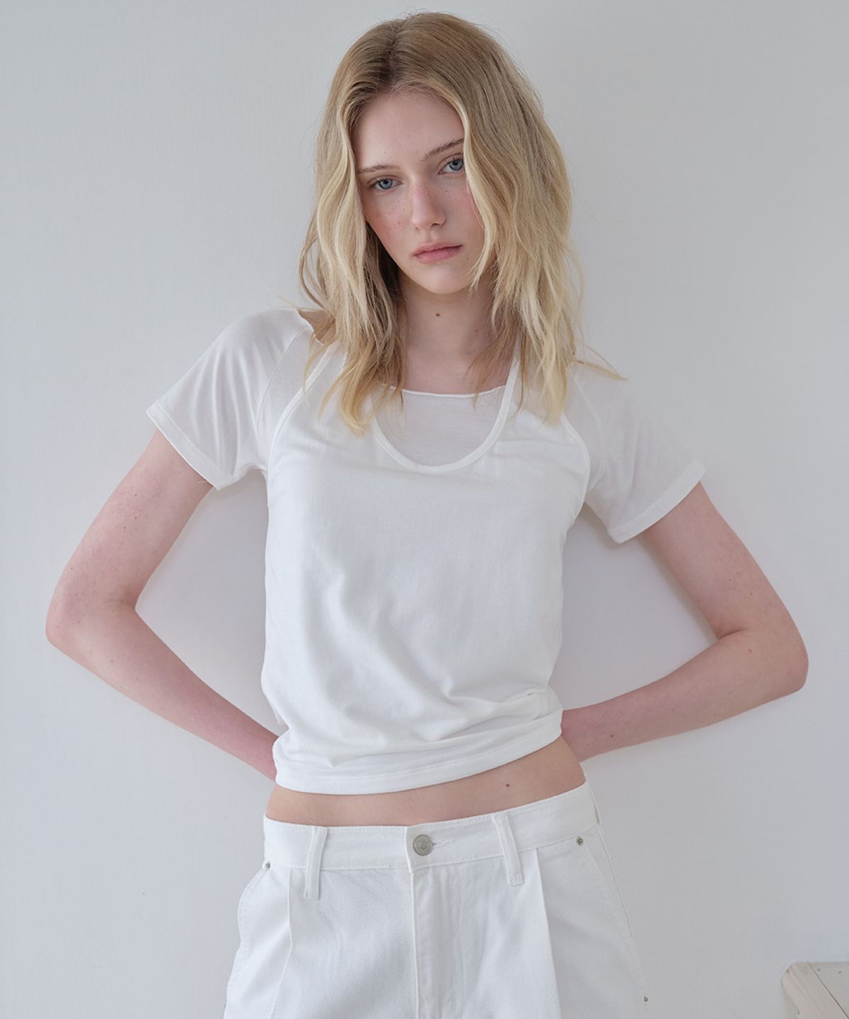 프리버07(FRIVER07) Layered halter neck t-shirt [FRSP08TS06]_White
