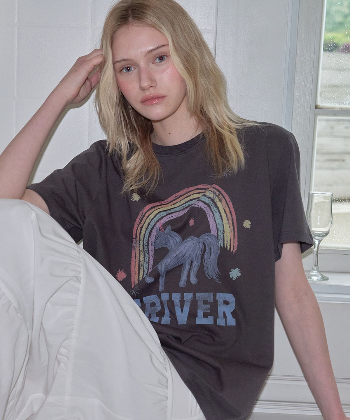 프리버07(FRIVER07) Rainbow unicon logo t-shirt [FRSP08TS19]_Charcoal