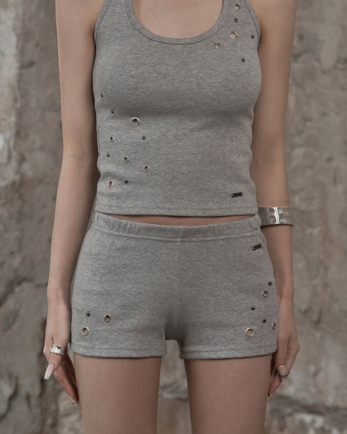 카키포인트(KHAKIPOINT) Eyelet Mini Shorts (gray)