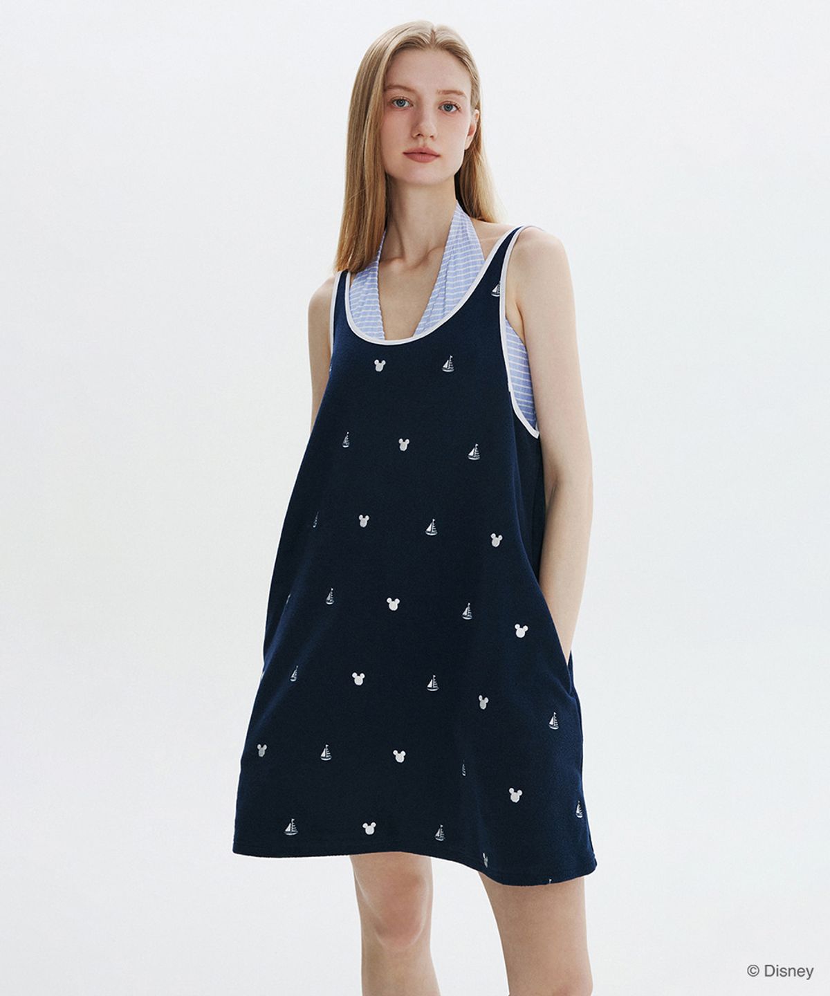 클로브(CLOVE) [26SM clove] All-over Mickey_Terry One-Piece (Navy)