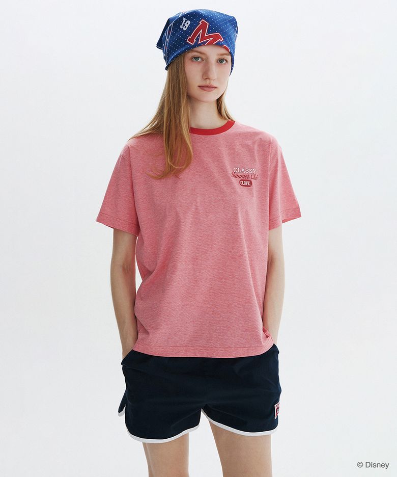 [26SM clove] Mickey_Stripe T-Shirt (Red)