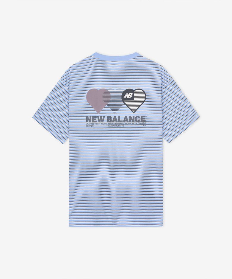 NBNEG2A113 / UNI NB 하트 스트라이프 반팔티 (GRAPHIC LIGHT BLUE)