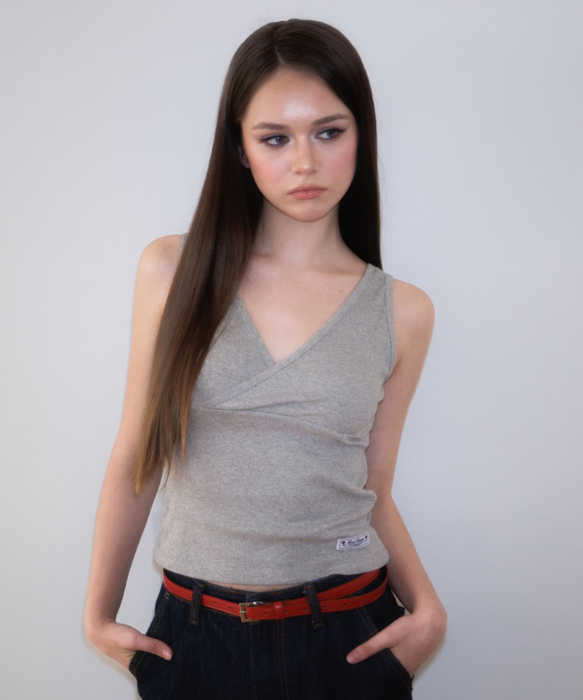 로제프란츠(ROSEFRANTZ) Wrap V-neck sleeveless [Gray]
