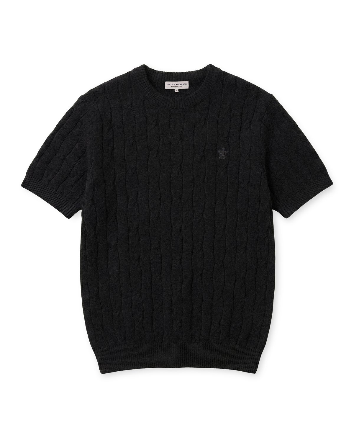 에든버러클럽(EDINBURGH CLUB) HIGH-TWIST LINEN CABLE S/S KNIT (BLACK)
