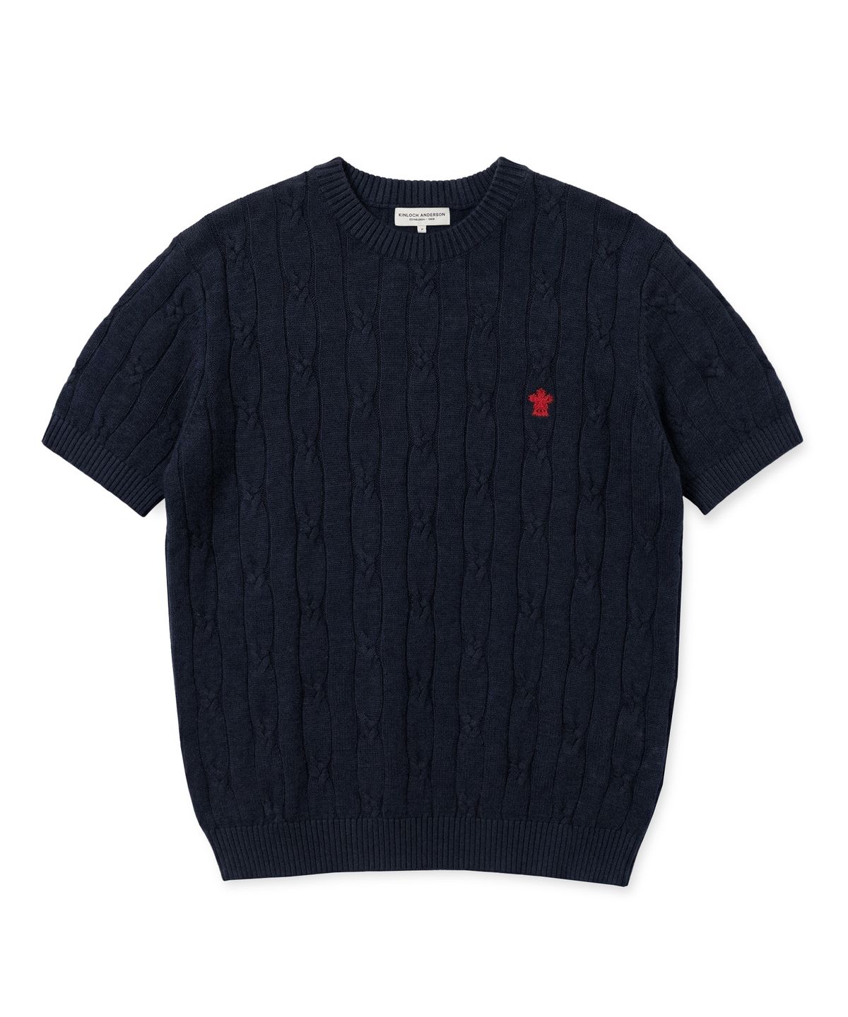 에든버러클럽(EDINBURGH CLUB) HIGH-TWIST LINEN CABLE S/S KNIT (NAVY)