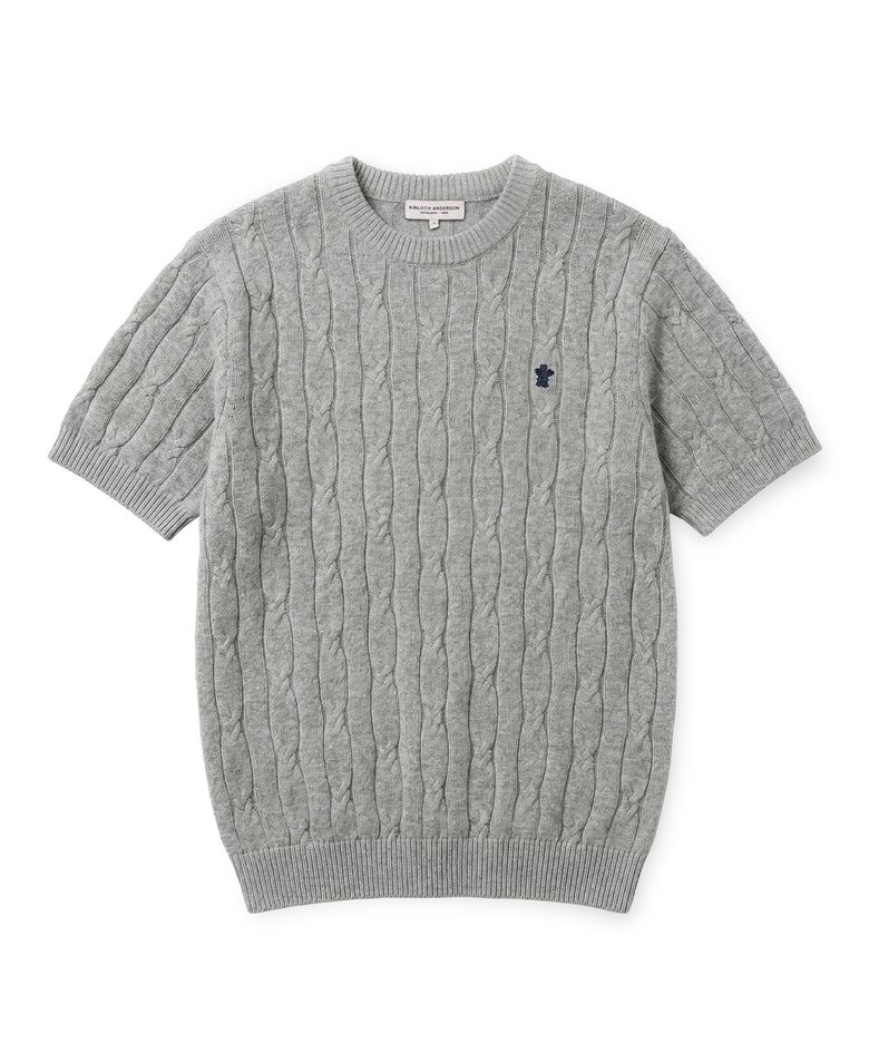 HIGH-TWIST LINEN CABLE S/S KNIT (GREY)
