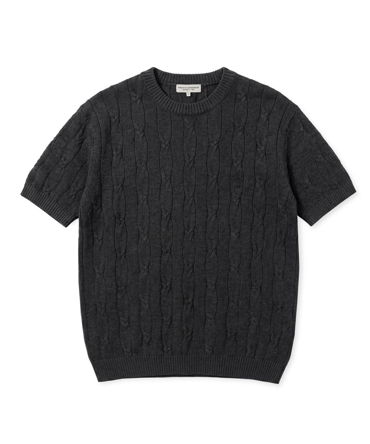 에든버러클럽(EDINBURGH CLUB) HIGH-TWIST LINEN CABLE S/S KNIT (CHARCOAL)