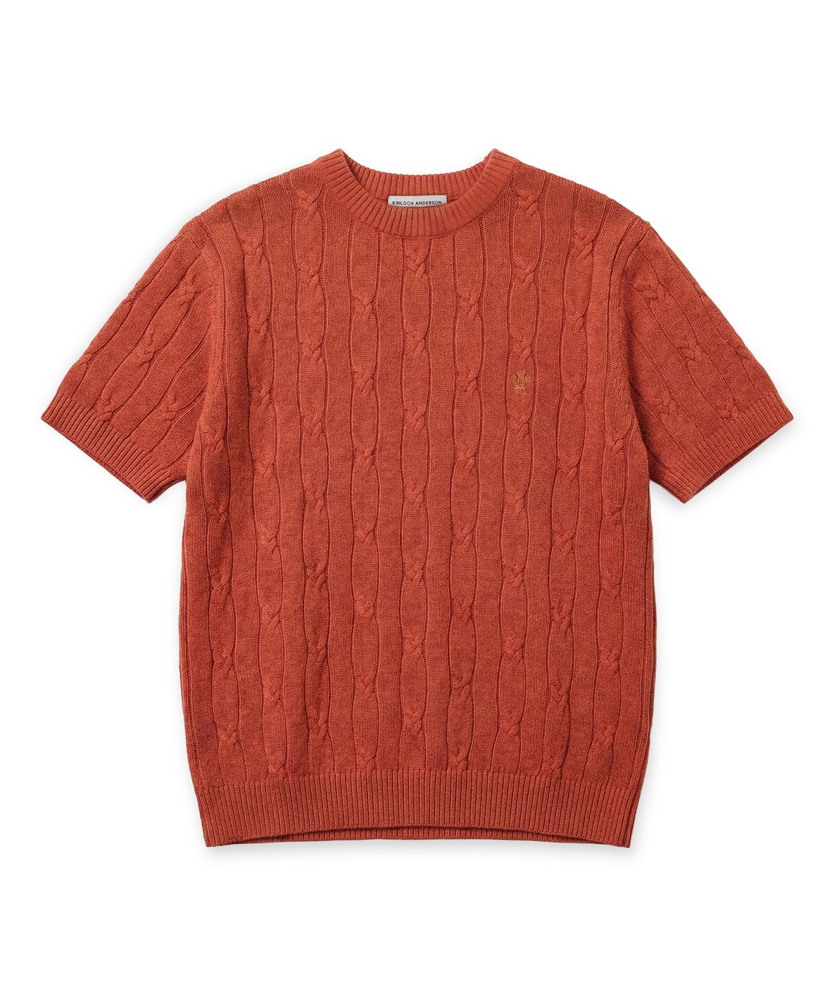 에든버러클럽(EDINBURGH CLUB) HIGH-TWIST LINEN CABLE S/S KNIT (ORANGE)