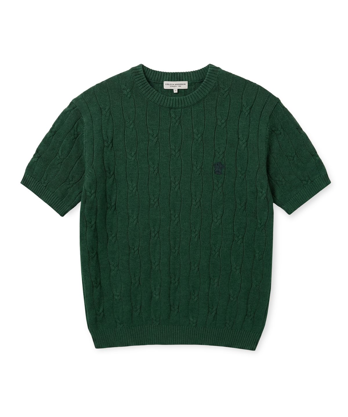 에든버러클럽(EDINBURGH CLUB) HIGH-TWIST LINEN CABLE S/S KNIT (GREEN)