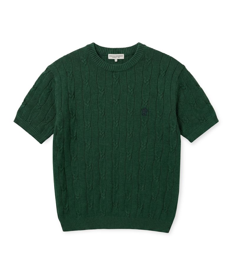 HIGH-TWIST LINEN CABLE S/S KNIT (GREEN)