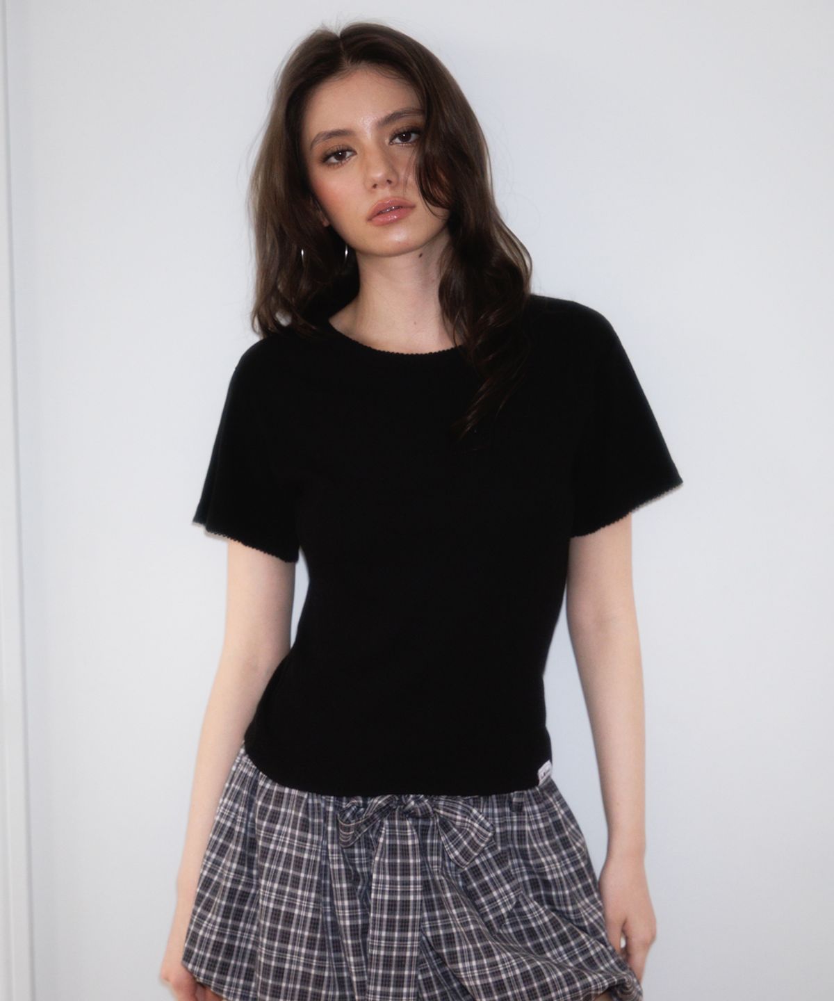 로제프란츠(ROSEFRANTZ) Soft Punching Lace T-shirt [Black]