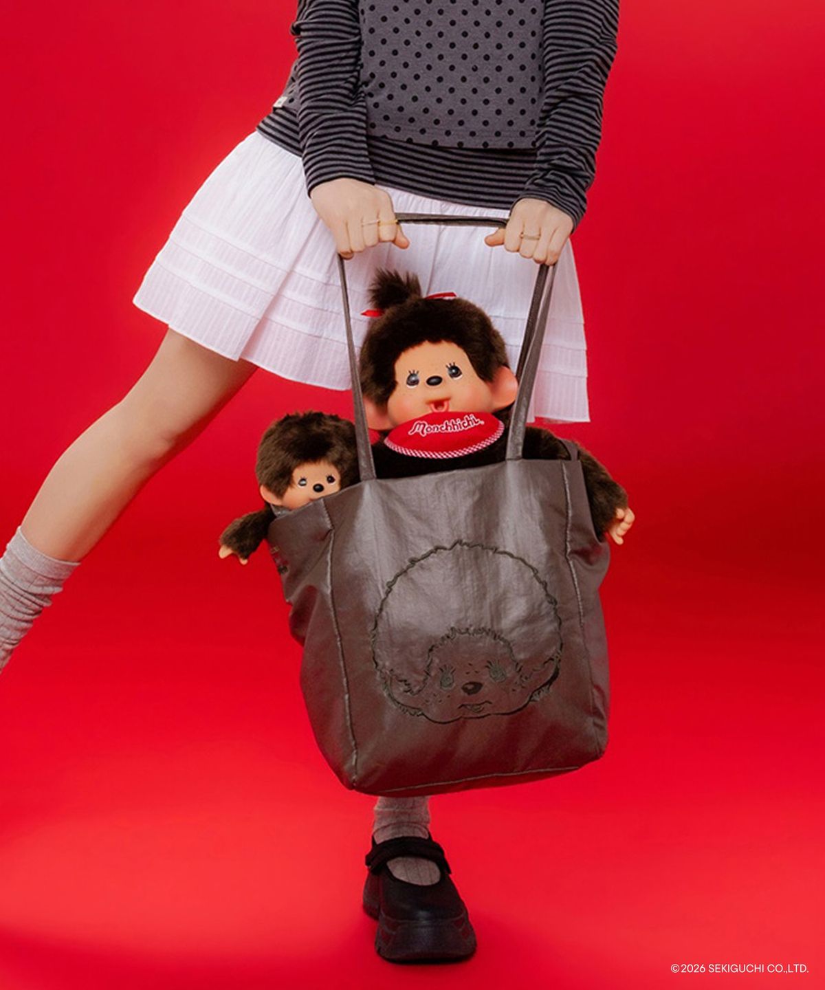 조셉앤스테이시(JOSEPH&STACEY) Reversible Tote Bag Monchhichi Boy Khaki