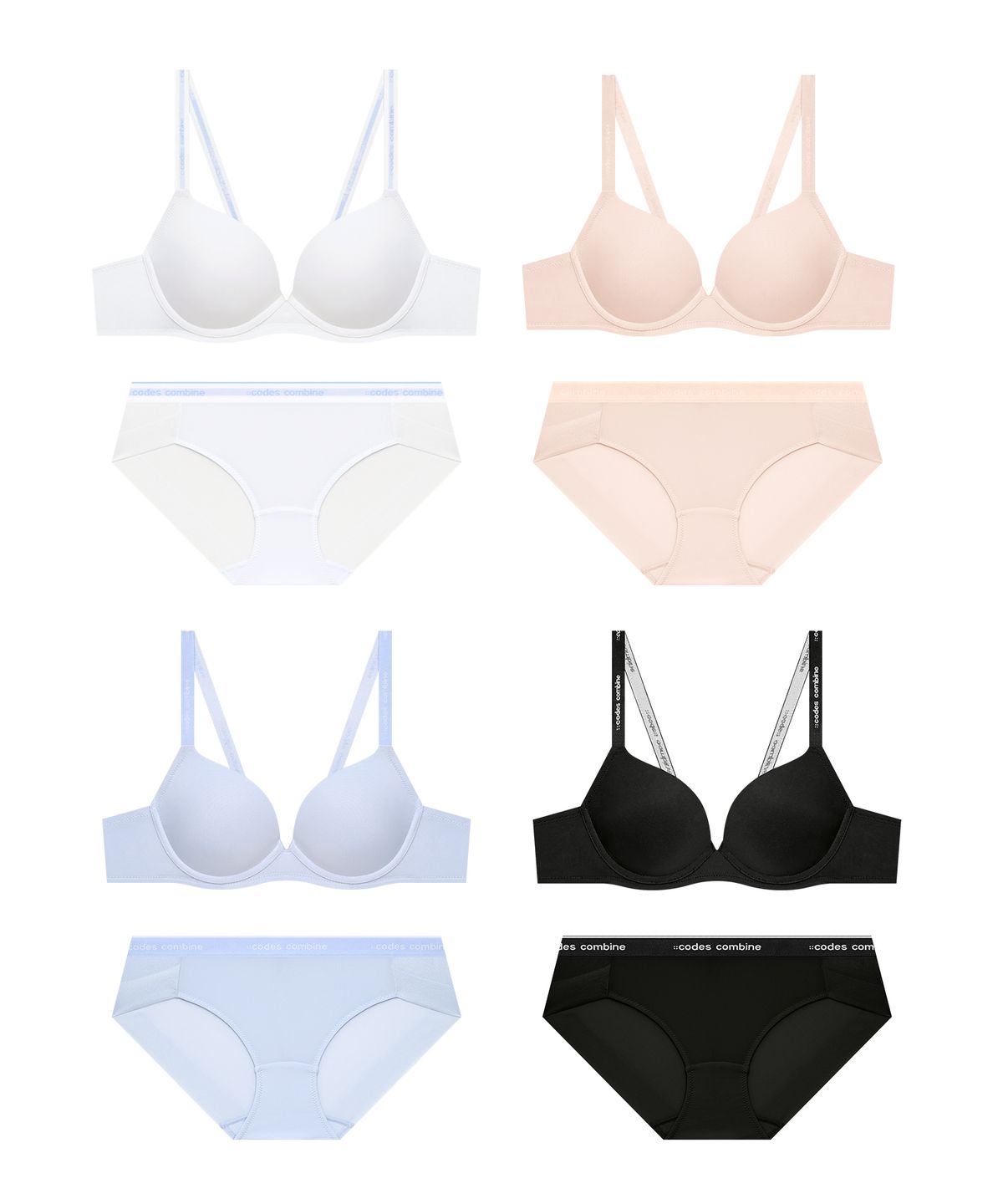 코데즈컴바인 이너웨어(CODES COMBINE INNERWEAR) 베이직 에어로쿨 풀컵 브라 햄팬티 세트_4Colors
