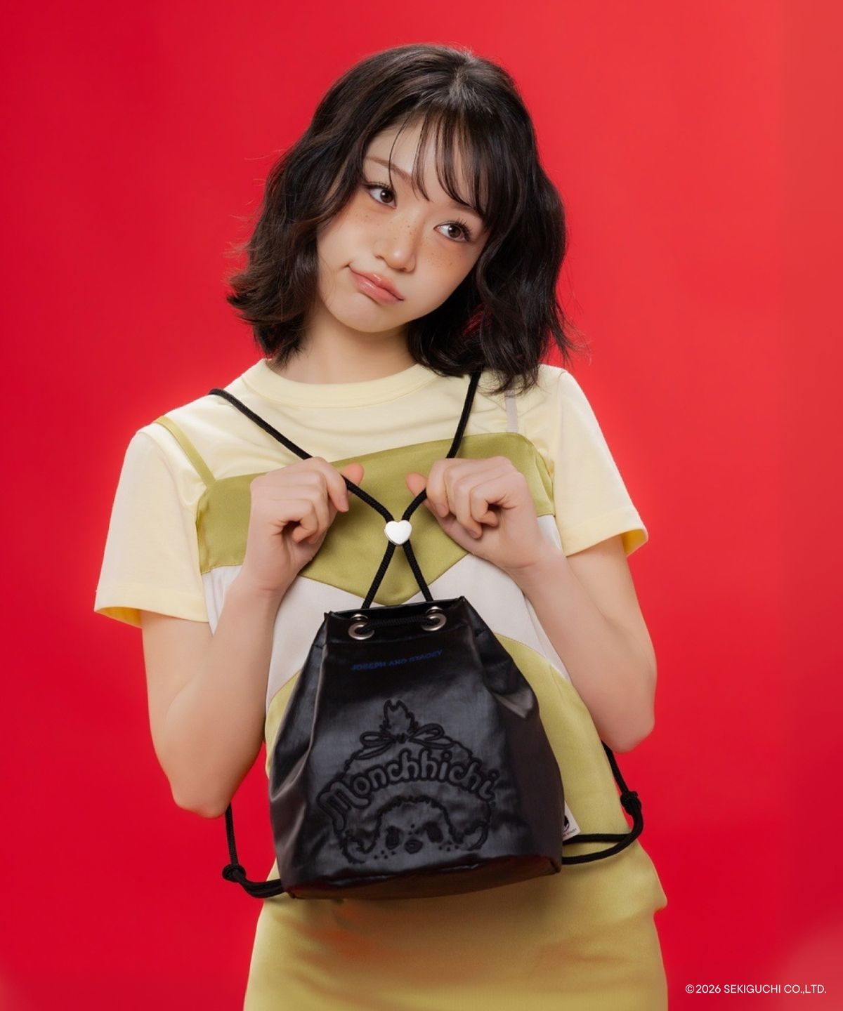 조셉앤스테이시(JOSEPH&STACEY) Mini String Backpack Monchhichi Girl Black