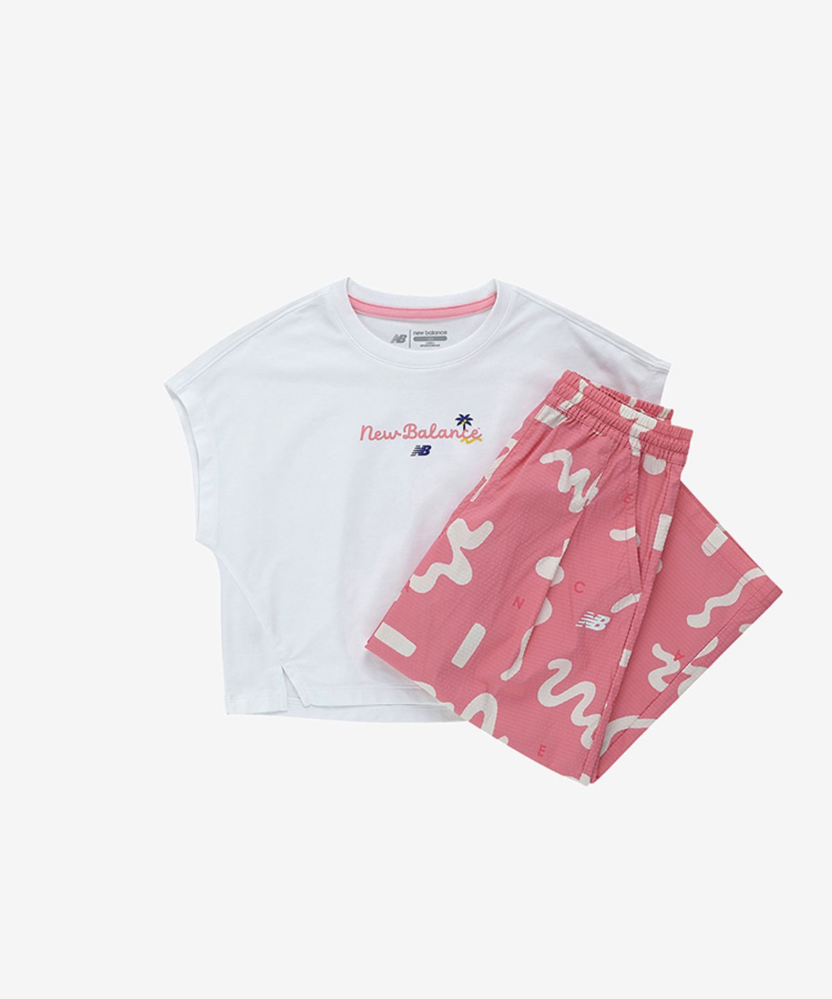 뉴발란스 키즈(NEWBALANCEKIDS) SUMMER WAVE_여아 반팔티+패턴 긴바지 셋업 아동 상하복 NK9YG3972G25