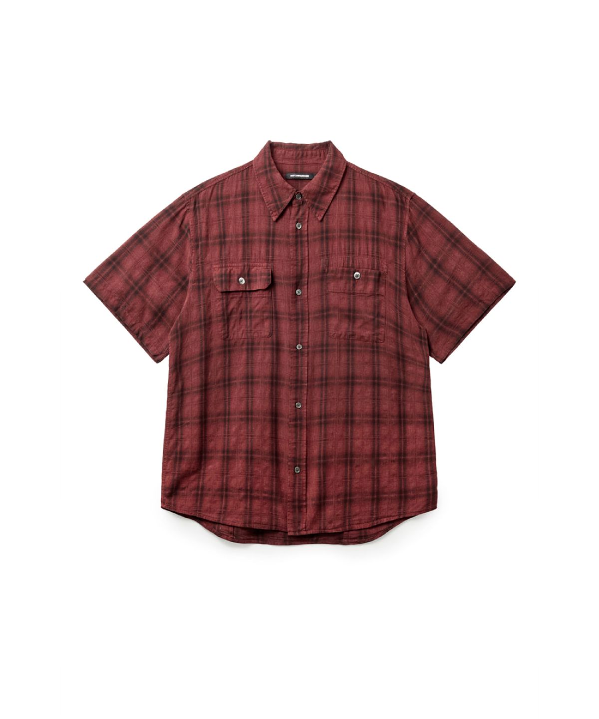 해칭룸(HATCHINGROOM) 2Pk Shirt 1/2 Over Dyed Check Dark Red