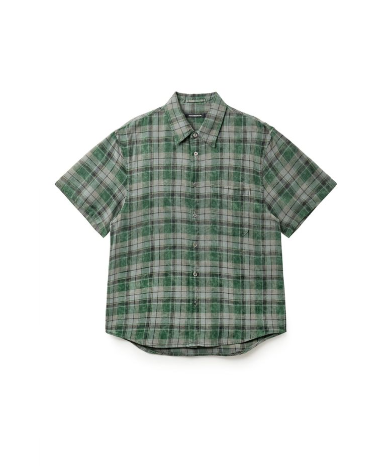 Arrow Shirt Over Dyed Bleached Check Green