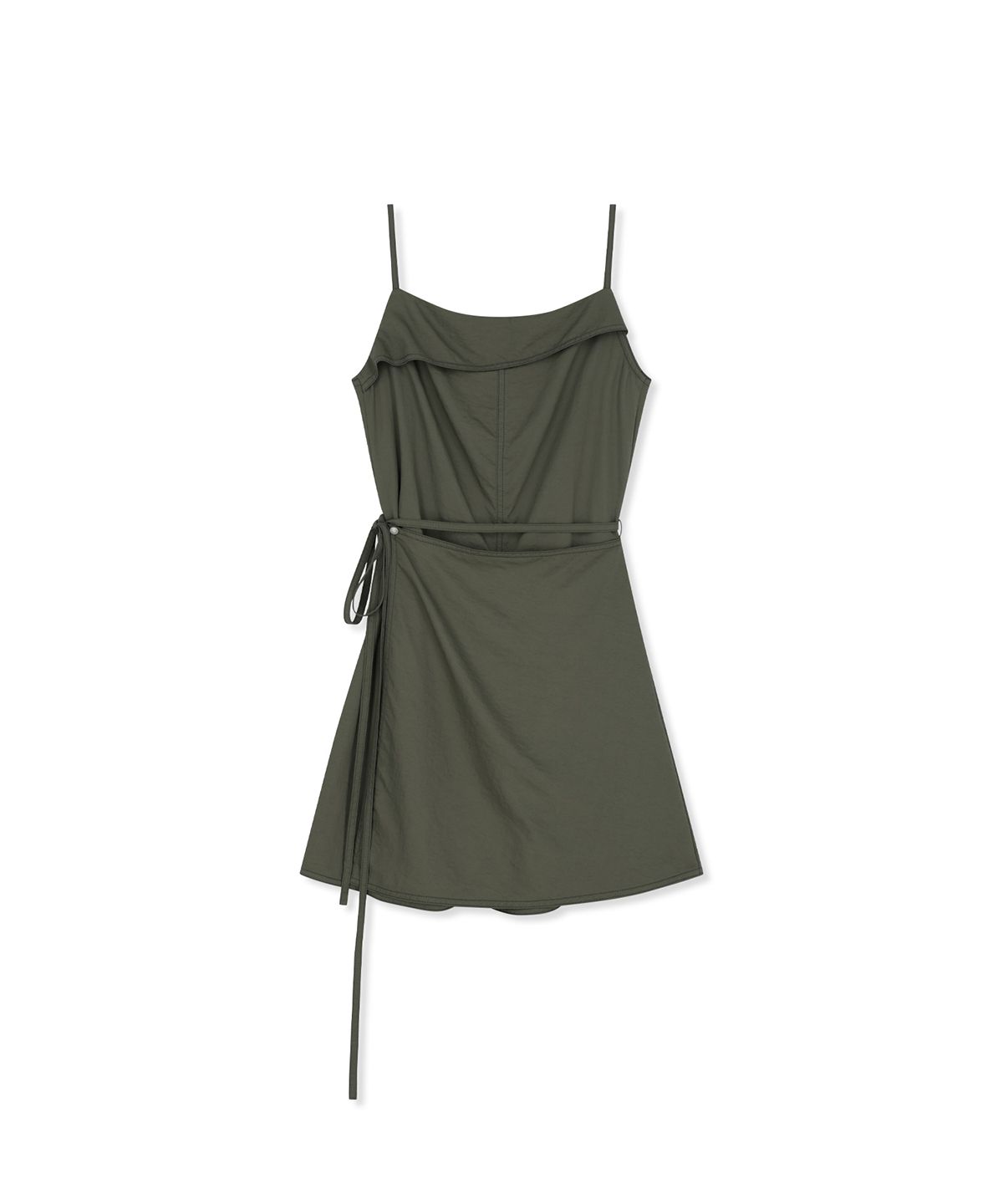 마뗑킴(MATIN KIM) SLEEVELESS WRAP DRESS IN KHAKI