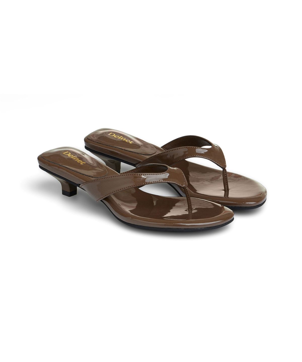 다이닛(DEINET) ENAMEL FLIP FLOP IN BROWN