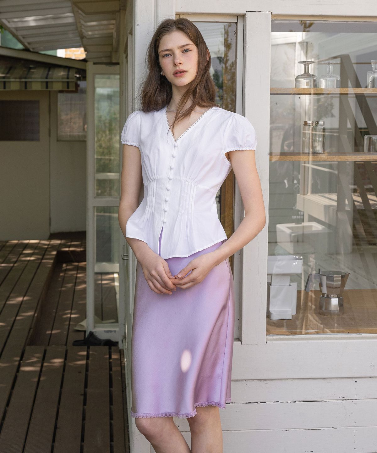 로트르드민(LAUTREDE MIN) Text white Blouse