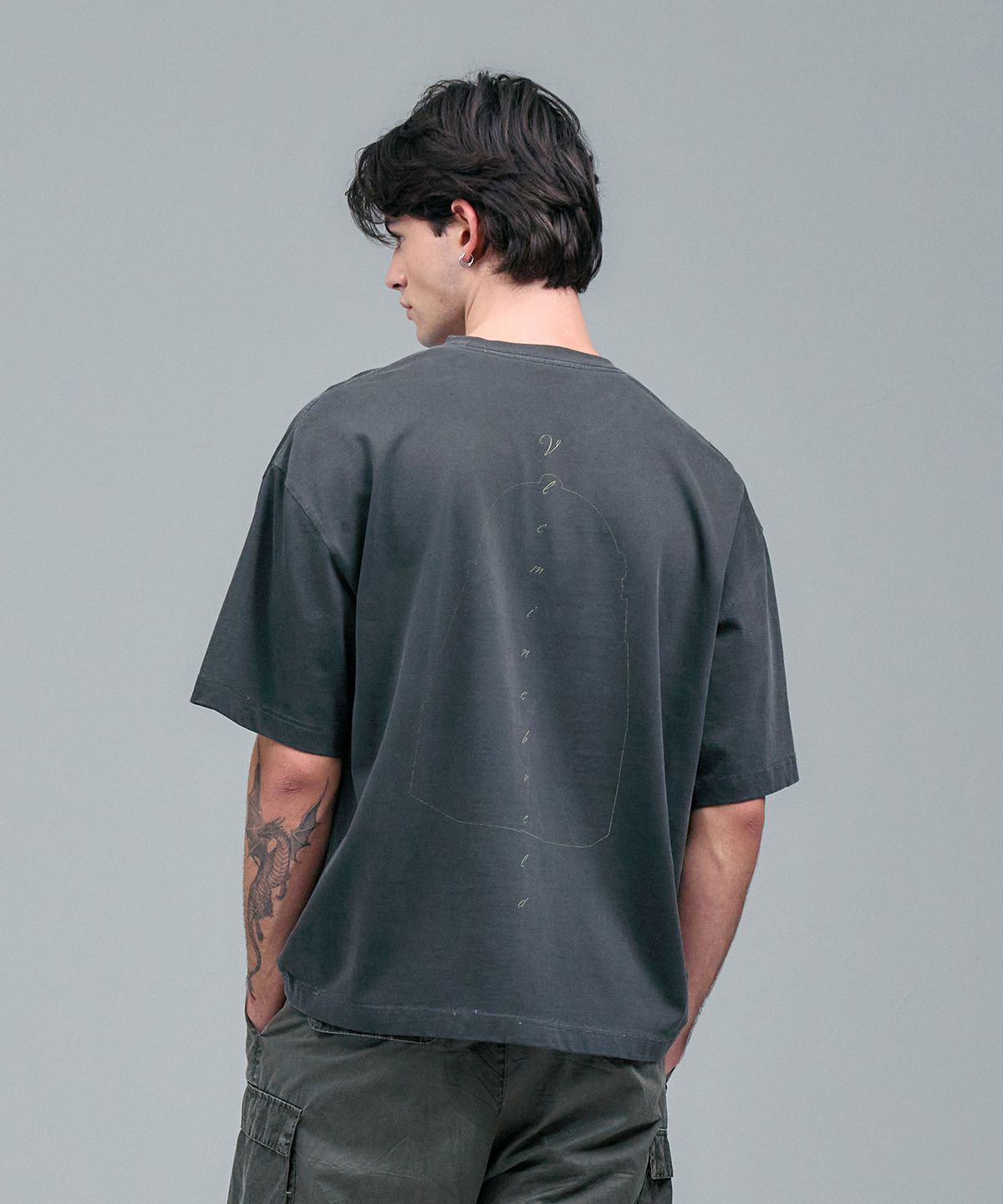 블레민크벨드(VLEMINCKVELD) Vleminckveld script Pigment Oversized T-shirts_Gray, Yellow