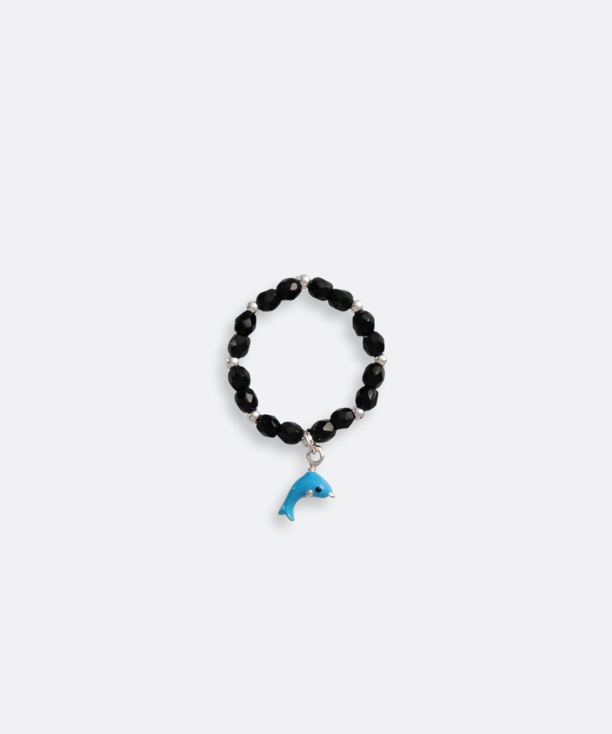 봉보(BONBEAU) Silver dolphin silverball beads Ring 925실버 돌고래 참 은볼 밴딩 블랙 비즈 반지