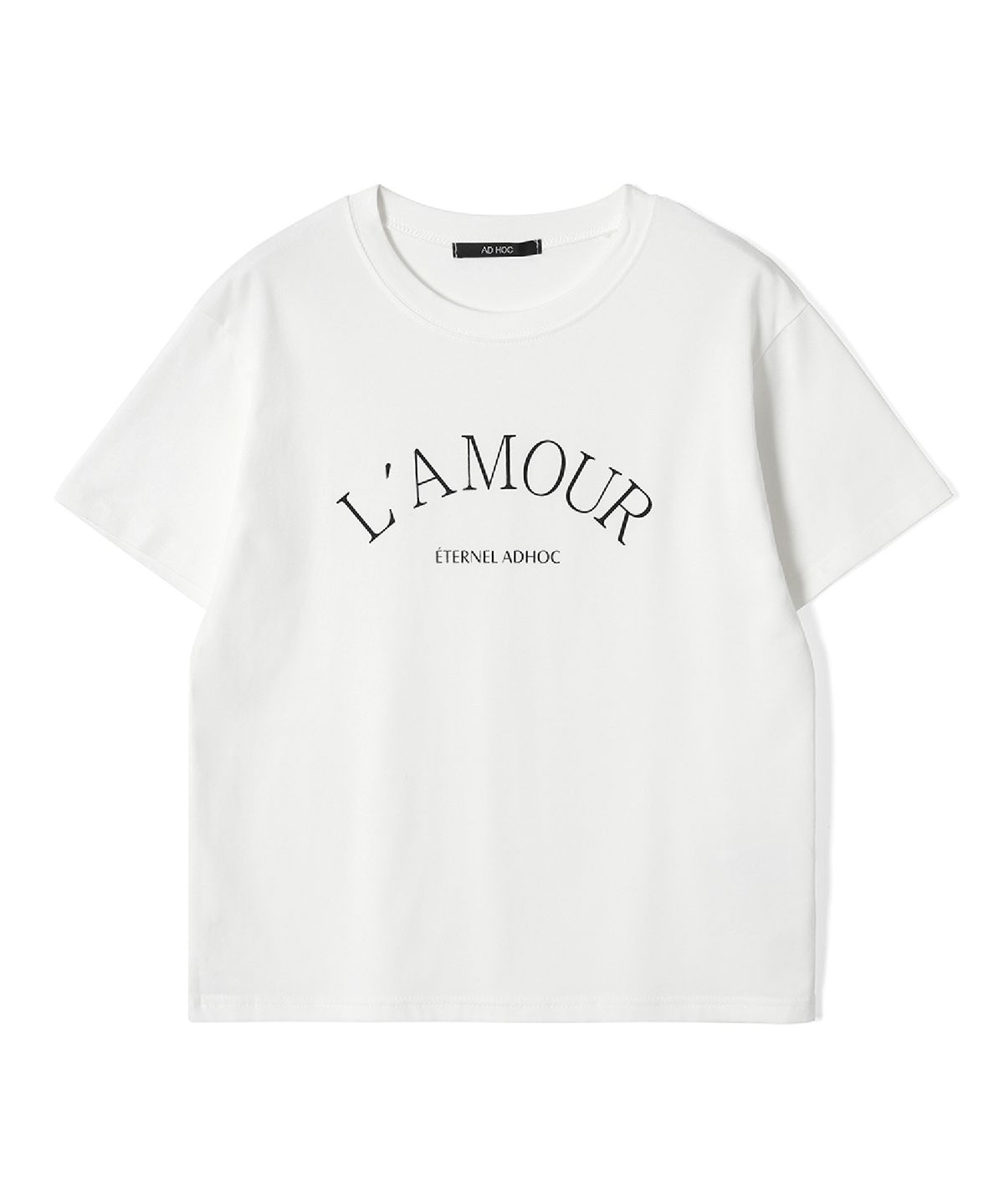 애드호크(ADHOC) 여성 LA MOUR 레터링 티셔츠 (IVORY) (HC5STA3)