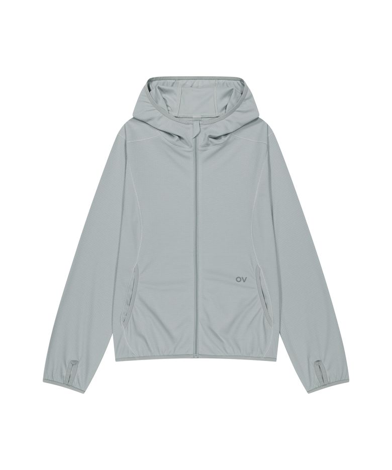 Technol-OV™ GRID AIR MESH ZIP UP HOODIE (GRAY)