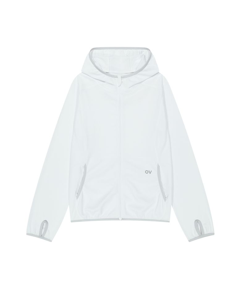 Technol-OV™ GRID AIR MESH ZIP UP HOODIE (WHITE)