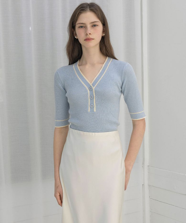 Glow V-neck Blue Knit