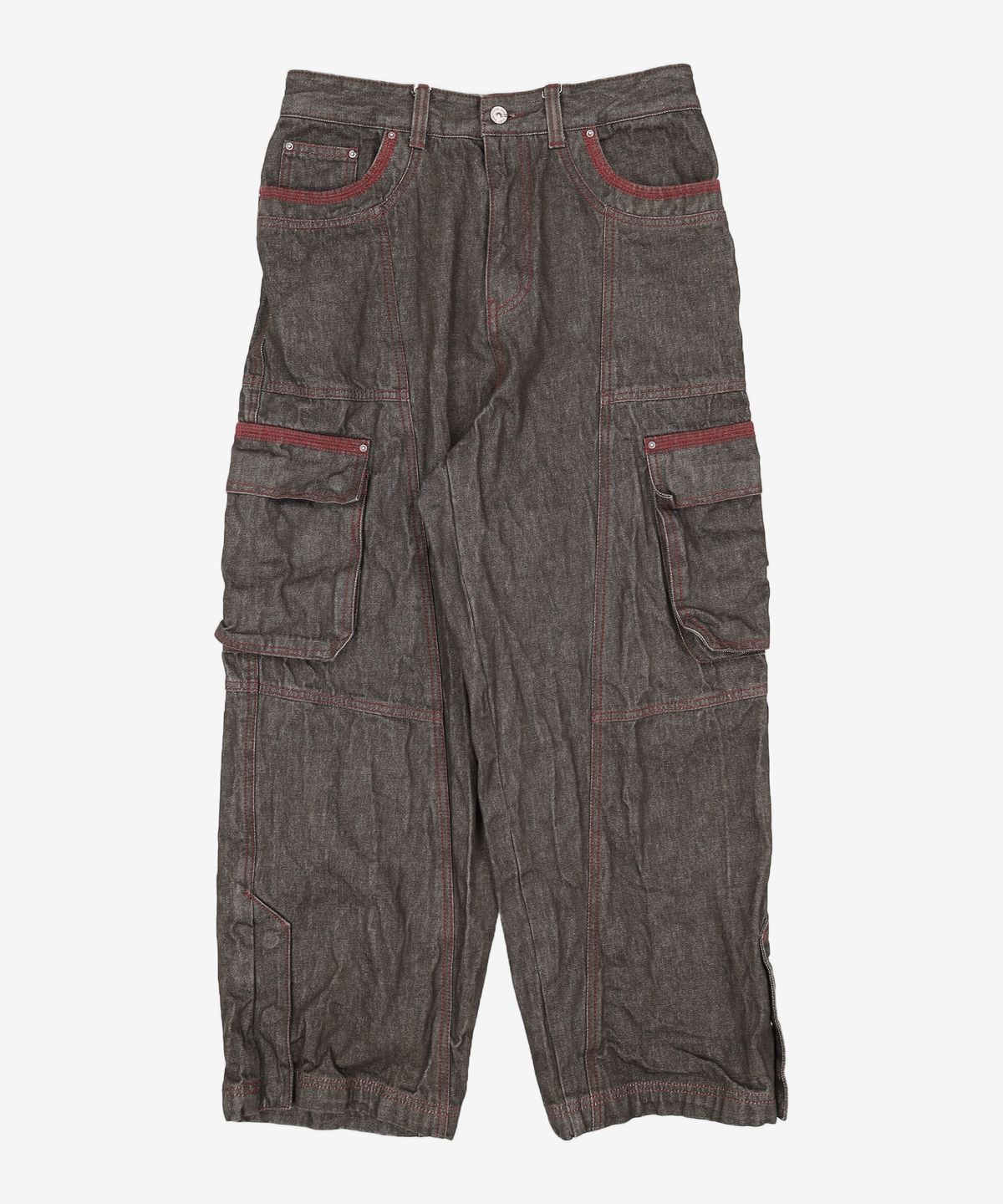 메종미네드(MAISON MINED) OBLIQUE PATCH DENIM PANTS BURGUNDY 48