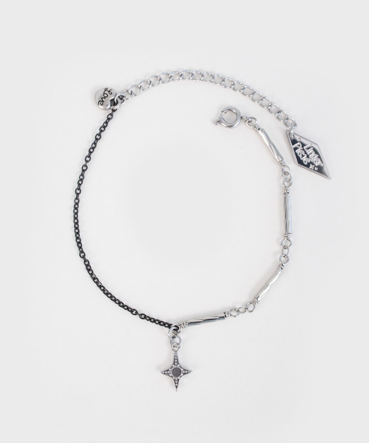 링거피스(LINGER PIECE) Black and silver mix chain bracelet